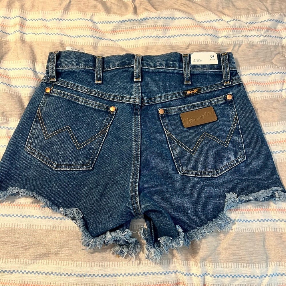 Wrangler Women's Frayed Hem Blue Jean Shorts